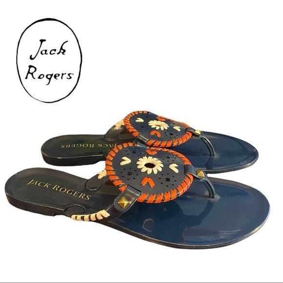 NIB Jack Rogers "Georgica" Sparkle Jelly Midnight Red Thong Sandals 9 10 11 - Picture 2 of 5